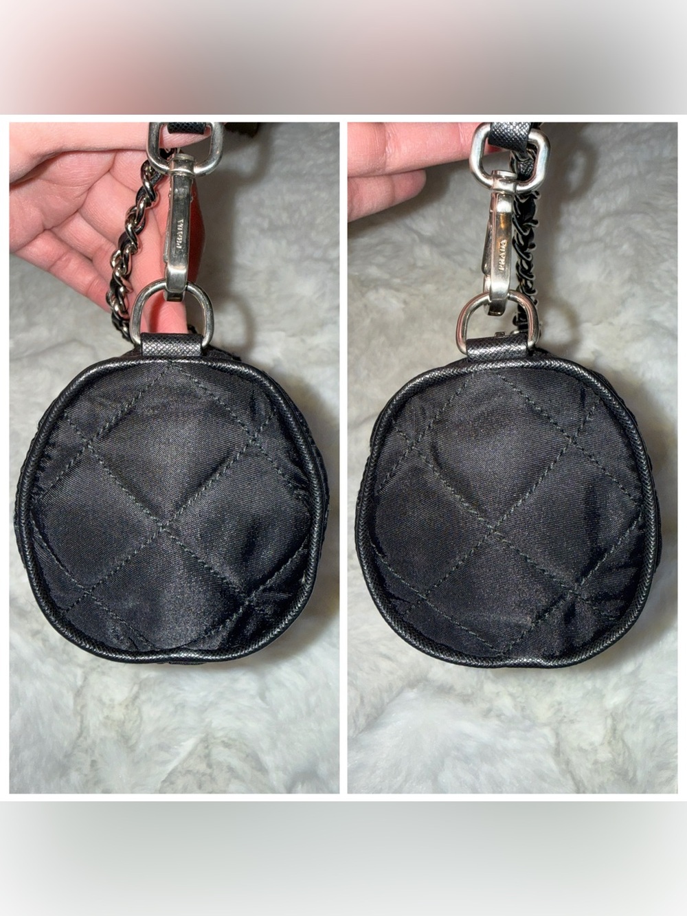 Prada Black Quilted Mini Barrel Bag with Silver Chain - Picture 8 of 16